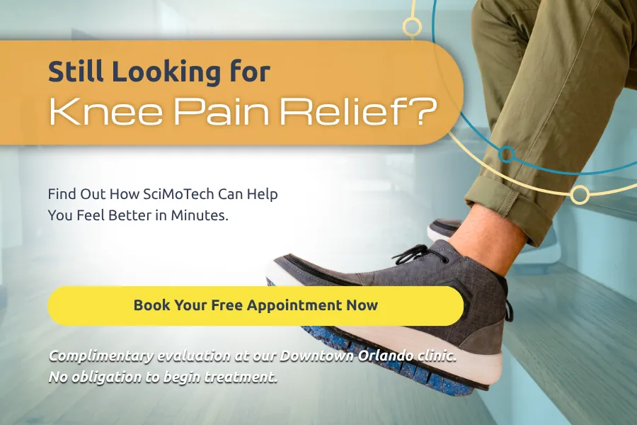 SciMoTech non-surgical knee pain relief with a complimentary evaluation in Downtown Orlando